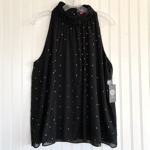 Vince Camuto sleeveless, high neck black top PL